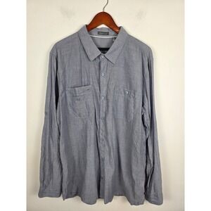 Toad&Co Mens Honcho Long Sleeve Shirt Blue Gray Organic Cotton Button Down XL
